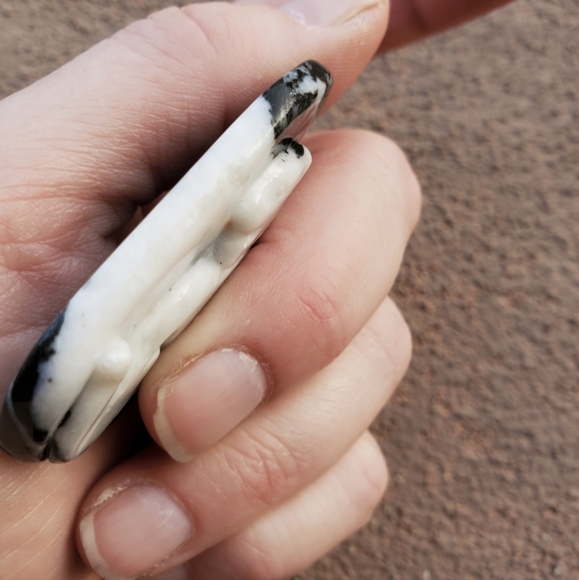 New Hand Carved Zebra Jasper Tiger Trapezoid Pendant. - Picture 9 of 13